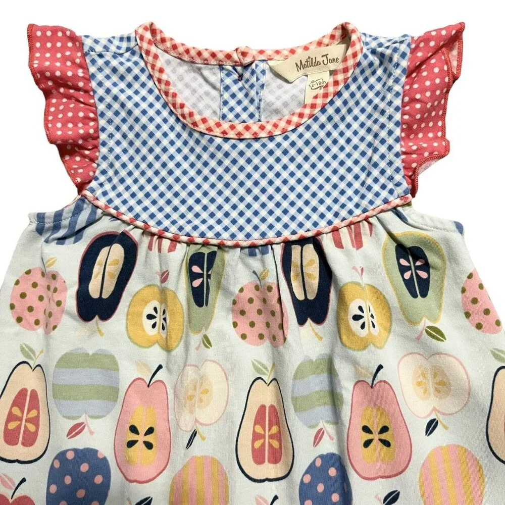 Matilda Jane 12-18m Adventure Begins Preschool Pretty Apple Dress & Bloomers Set